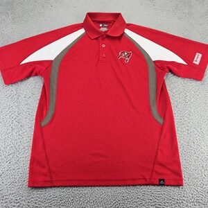 Tampa Bay Buccaneers‎ Shirt Mens Large Red Raglan Polo NFL Football Short Sleeve